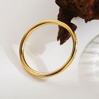 Stainless Steel 14K Gold Plated Simple Style Argyle Chunky Thick Bangle main image 6