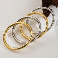 Stainless Steel 14K Gold Plated Simple Style Argyle Chunky Thick Bangle main image 1
