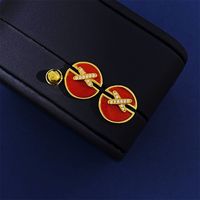 Copper K Gold Plated Simple Style Commute Round Letter Inlay Zircon Earrings Necklace main image 5