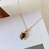 304 Stainless Steel Simple Style Shiny Inlay Oval Zircon Pendant Necklace sku image 3