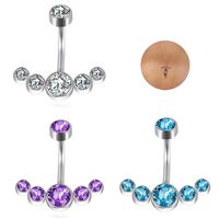 1 Piece Belly Rings Simple Style Round 304 Stainless Steel Inlay Zircon 18K Gold Plated main image 1