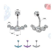 1 Piece Belly Rings Simple Style Round 304 Stainless Steel Inlay Zircon 18K Gold Plated main image 2