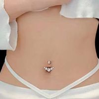 1 Piece Belly Rings Simple Style Round 304 Stainless Steel Inlay Zircon 18K Gold Plated main image 4