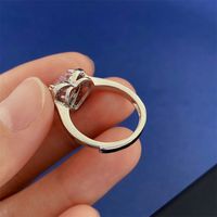 Wholesale Sweet Commute Shiny Heart Shape Copper Inlay 18K Gold Plated Zircon Open Rings main image 5