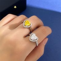 Wholesale Sweet Commute Shiny Heart Shape Copper Inlay 18K Gold Plated Zircon Open Rings main image 1