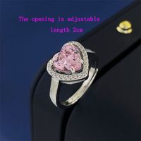 Wholesale Sweet Commute Shiny Heart Shape Copper Inlay 18K Gold Plated Zircon Open Rings main image 2