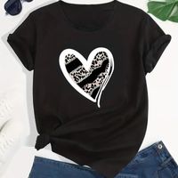 Femmes T-Shirt Manche Courte T-shirts Décontractée Style Classique Forme De Cœur main image 1