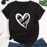 Mujeres Playeras Manga Corta Camisetas Casual Estilo Clásico Forma De Corazón main image 2