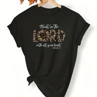 Women's T-shirt Short Sleeve T-Shirts Simple Style Letter Leopard main image 2