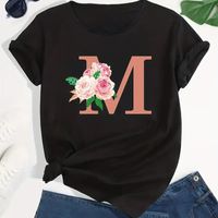 Women's T-shirt Short Sleeve T-Shirts Streetwear Letter Flower main image 2