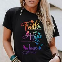 Women's T-shirt Short Sleeve T-Shirts Casual Letter Butterfly main image 1