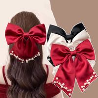 Women's Elegant Sweet Bow Knot Satin Beads Hair Clip main image 1
