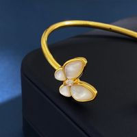 Copper 18K Gold Plated Commute Butterfly Inlay Zircon Bangle main image 4