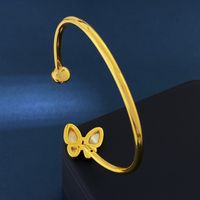 Copper 18K Gold Plated Commute Butterfly Inlay Zircon Bangle main image 1