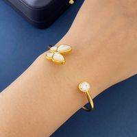 Copper 18K Gold Plated Commute Butterfly Inlay Zircon Bangle main image 6