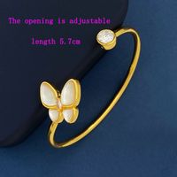 Copper 18K Gold Plated Commute Butterfly Inlay Zircon Bangle main image 2