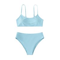 Filles Couleur Unie Maillot De Bain Fendu Vêtements De Wimwear Personnalisés main image 3