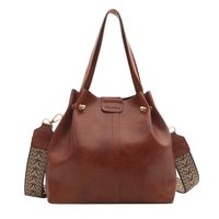 Women's Pu Leather Solid Color Classic Style String Shoulder Bag sku image 1