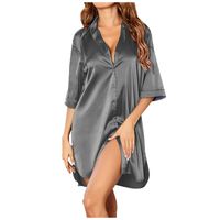 Daily Women's Basic Simple Style Solid Color Polyester Satin Pajama Sets main image 3