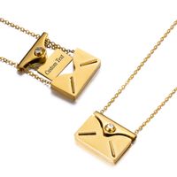 Stainless Steel Vintage Style Solid Color Rectangle Polishing Pendant Necklace main image 4