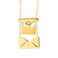 Stainless Steel Vintage Style Solid Color Rectangle Polishing Pendant Necklace sku image 1
