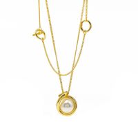 Copper 18K Gold Plated Simple Style Commute Round Toggle Inlay Artificial Pearls Necklace sku image 1