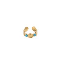 Titanium Steel Simple Style Solid Color Inlay Turquoise Open Rings main image 5