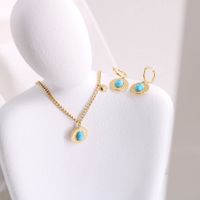 Titanium Steel Simple Style Classic Style Solid Color Inlay Turquoise Jewelry Set main image 1