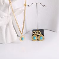Titanium Steel Simple Style Classic Style Solid Color Inlay Turquoise Jewelry Set main image 3
