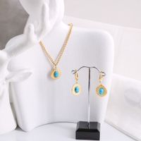 Titanium Steel Simple Style Classic Style Solid Color Inlay Turquoise Jewelry Set main image 4