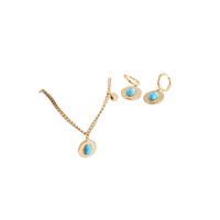 Titanium Steel Simple Style Classic Style Solid Color Inlay Turquoise Jewelry Set main image 5