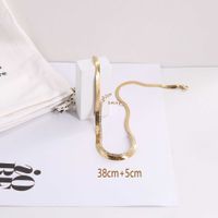 Titan Stahl 18 Karat Vergoldet Einfacher Stil Einfarbig Inlay Strasssteine Halskette main image 2