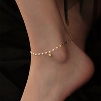 Classic Style Solid Color Chains Print Stainless Steel Inlay Zircon Women's Anklet sku image 2