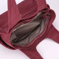 Women's Canvas Solid Color Vintage Style Square Zipper Shoulder Bag main image 10