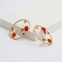 1 Pair Retro Color Block Plating Alloy Gold Plated Ear Studs main image 3