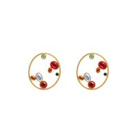 1 Pair Retro Color Block Plating Alloy Gold Plated Ear Studs main image 2