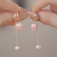 1 Pair Simple Style Flower Plating Copper Gold Plated Drop Earrings main image 3