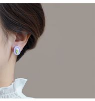 1 Pair IG Style Sweet Oval Flower Stoving Varnish Alloy Ear Studs main image 5