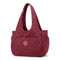 Women's Canvas Solid Color Vintage Style Square Zipper Shoulder Bag sku image 5