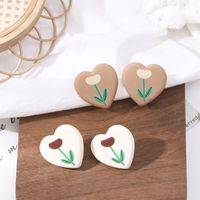 1 Pair Sweet Simple Style Heart Shape Plastic Resin Ear Studs main image 1