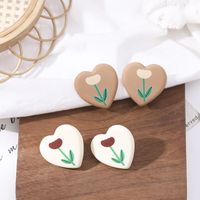 1 Pair Sweet Simple Style Heart Shape Plastic Resin Ear Studs main image 6