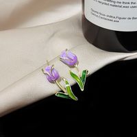1 Pair Sweet Flower Enamel Plating Alloy Glass Drop Earrings main image 6