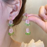 1 Pair Sweet Flower Enamel Plating Alloy Glass Drop Earrings sku image 1