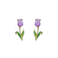 1 Pair Sweet Flower Enamel Plating Alloy Glass Drop Earrings main image 5