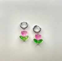 1 Pair Sweet Flower Enamel Plating Alloy Glass Drop Earrings sku image 2