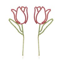 1 Pair Casual Vacation Flower Inlay Alloy Rhinestones Drop Earrings main image 1
