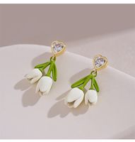 1 Pair Sweet Simple Style Heart Shape Flower Stoving Varnish Inlay Alloy Rhinestones Drop Earrings main image 3