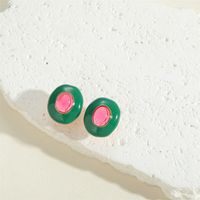 1 Pair Vintage Style Simple Style Commute Round Enamel Inlay Copper Acrylic 14K Gold Plated Ear Studs main image 6
