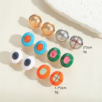1 Pair Vintage Style Simple Style Commute Round Enamel Inlay Copper Acrylic 14K Gold Plated Ear Studs main image 2