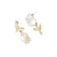 1 Pair Sweet Simple Style Flower Plating Inlay Alloy Resin Drop Earrings main image 5